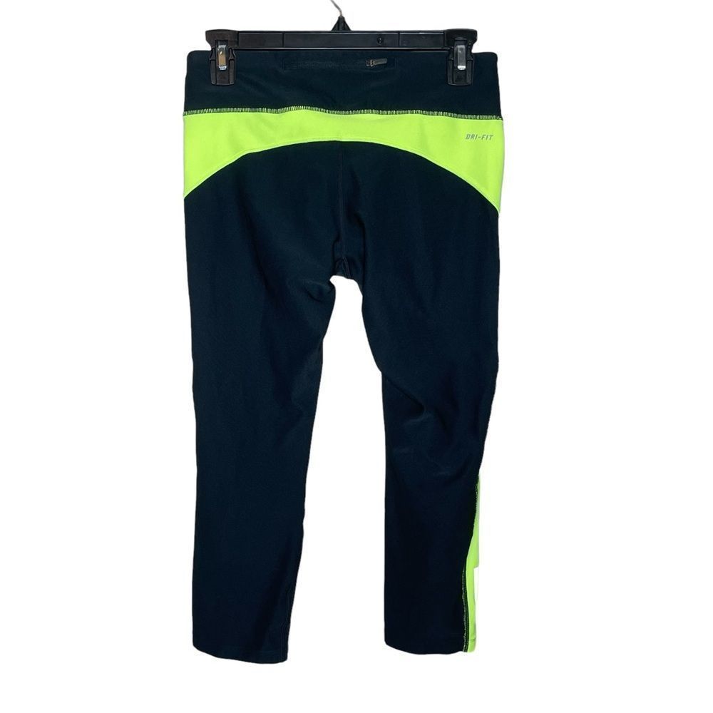 Nike Dri-Fit Crop Workout Leggings Bright Yellow Accent - Picture 3 of 11